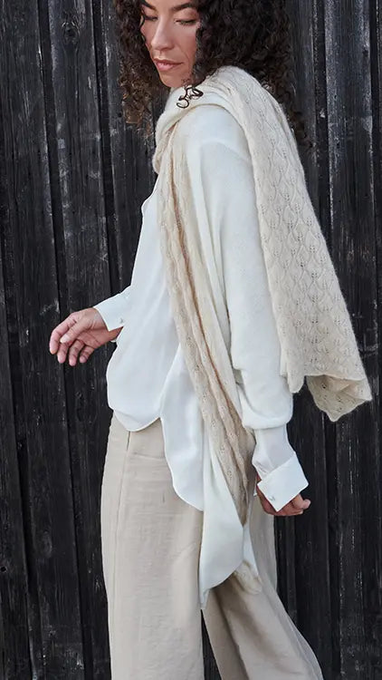 Super Soft Knitted Scarf, Creme / Beige