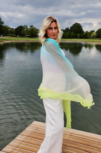 Load image into Gallery viewer, Super Thin Scarf Big Size, Degradé Aqua/Yellow
