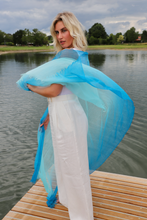 Load image into Gallery viewer, Super Thin Scarf Big Size, Degradé Aqua/Blue
